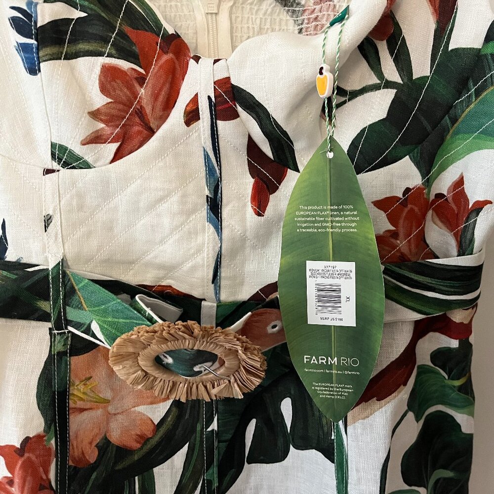 NWT Farm Rio Linen Blend Mini Dress Sz XL - Picture 6 of 9